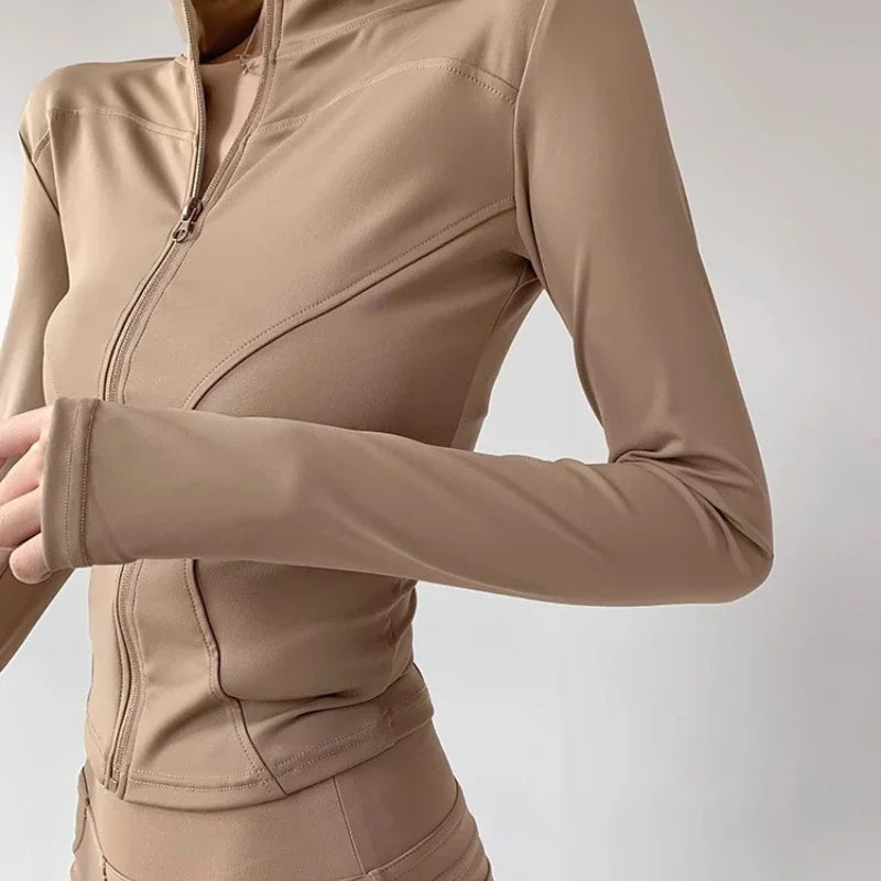Casaco Desportivo Feminino com Fecho de Correr — Manga Comprida S-3XL