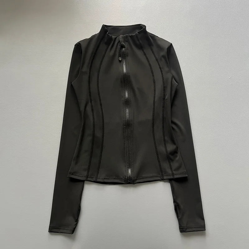 Casaco Desportivo Feminino com Fecho de Correr — Manga Comprida S-3XL