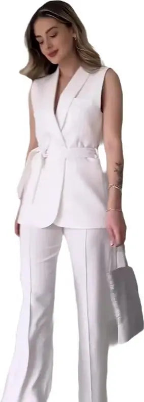 Conjunto Formal Feminino — Calças + Top Sem Mangas