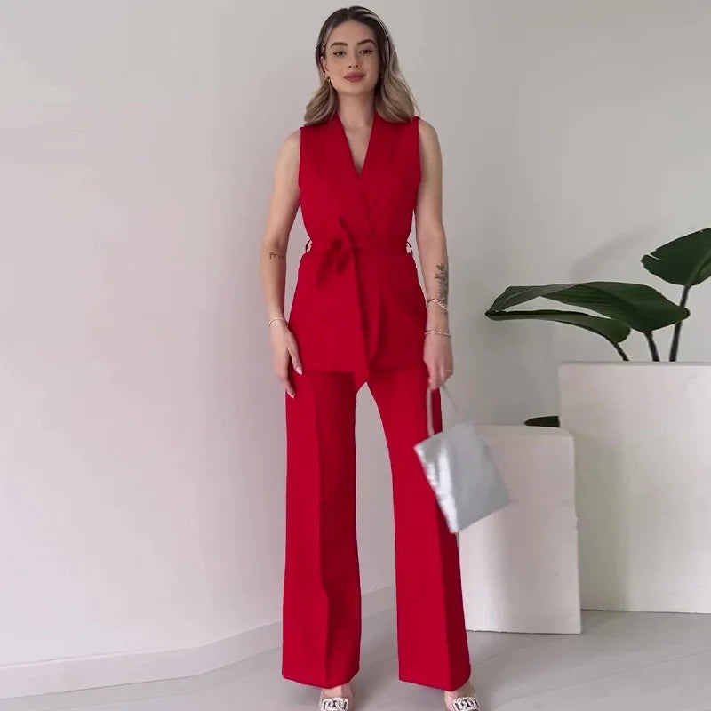 Conjunto Formal Feminino — Calças + Top Sem Mangas