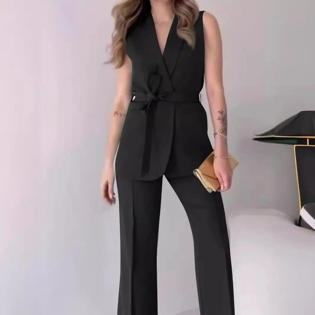 Conjunto Formal Feminino — Calças + Top Sem Mangas