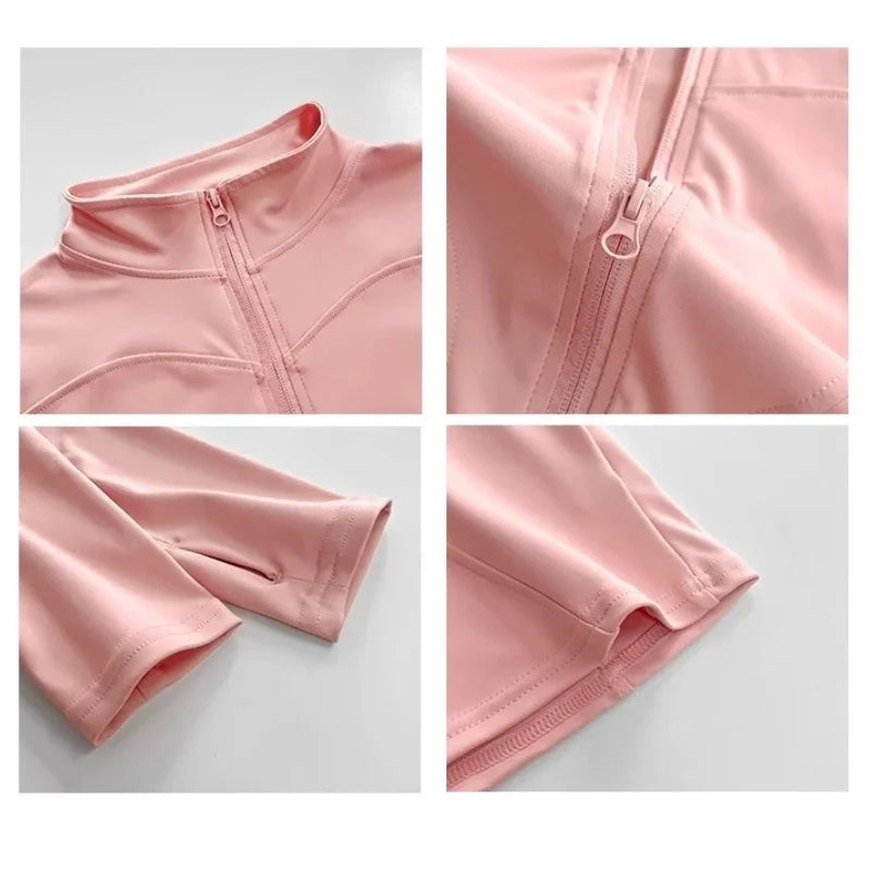 Casaco Desportivo Feminino com Fecho de Correr — Manga Comprida S-3XL