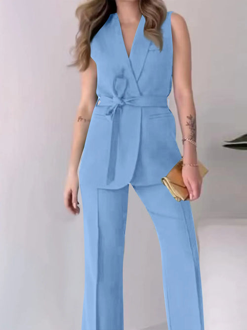 Conjunto Formal Feminino — Calças + Top Sem Mangas