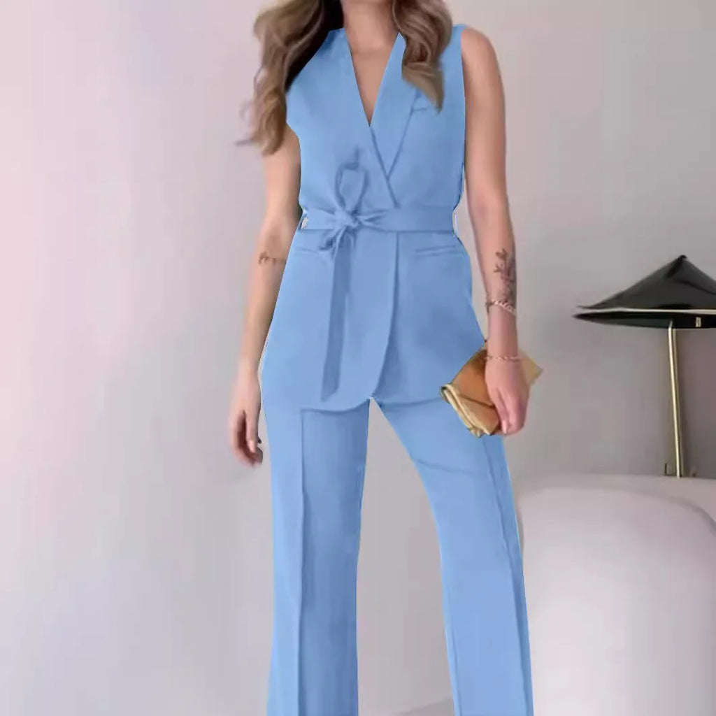 Conjunto Formal Feminino — Calças + Top Sem Mangas