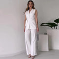 Conjunto Formal Feminino — Calças + Top Sem Mangas
