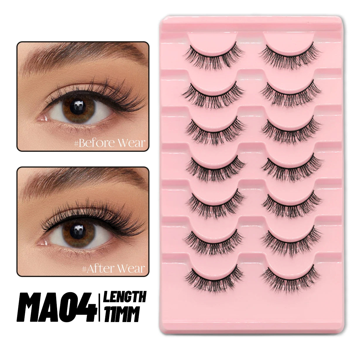 Pestanas Postiças 3D Reutilizáveis — Look Natural Olho de Gato | 5/7/10 Pares