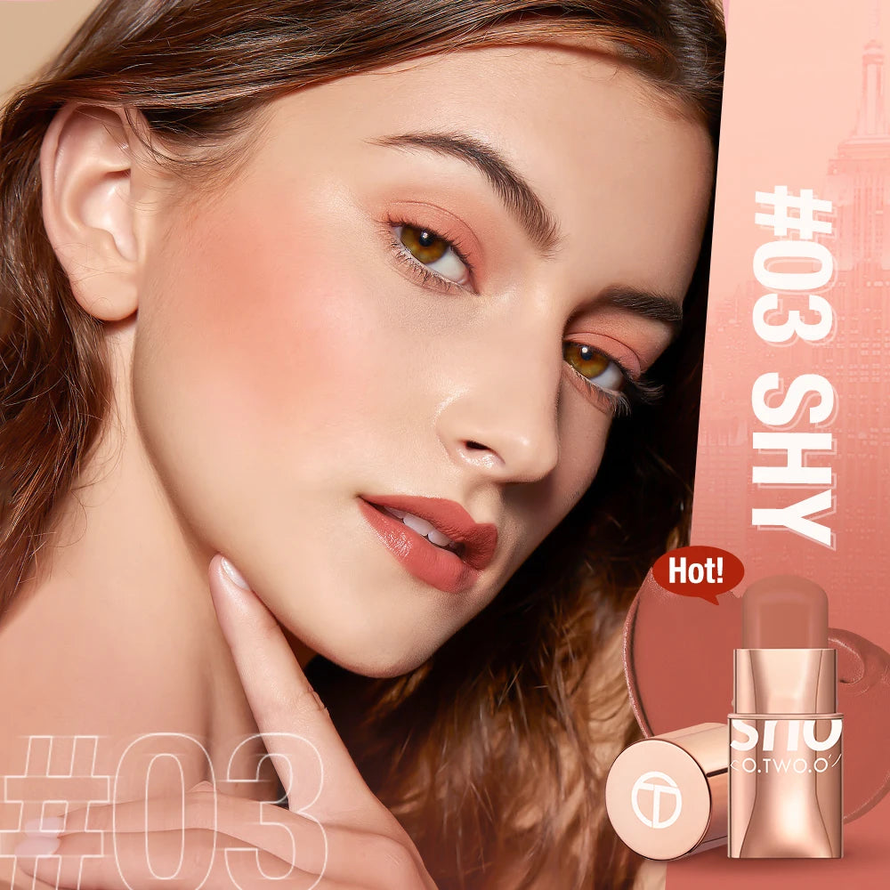 O.TWO.O Batom Blush Stick 3-em-1 — Olhos, Maçãs do Rosto e Lábios