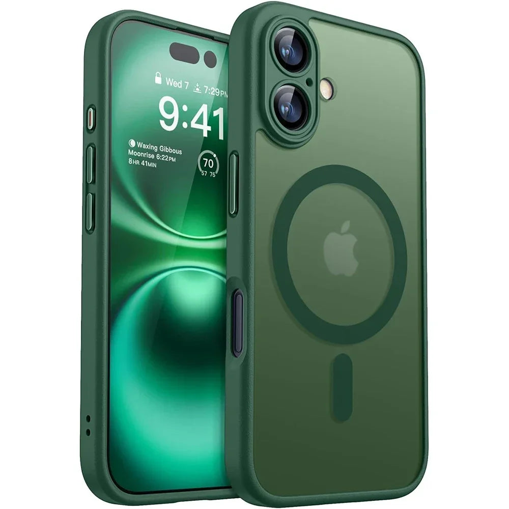 Capa Magnética Fosca Anti-Choque para iPhone com MagSafe — iPhone 11 ao 17 Pro Max