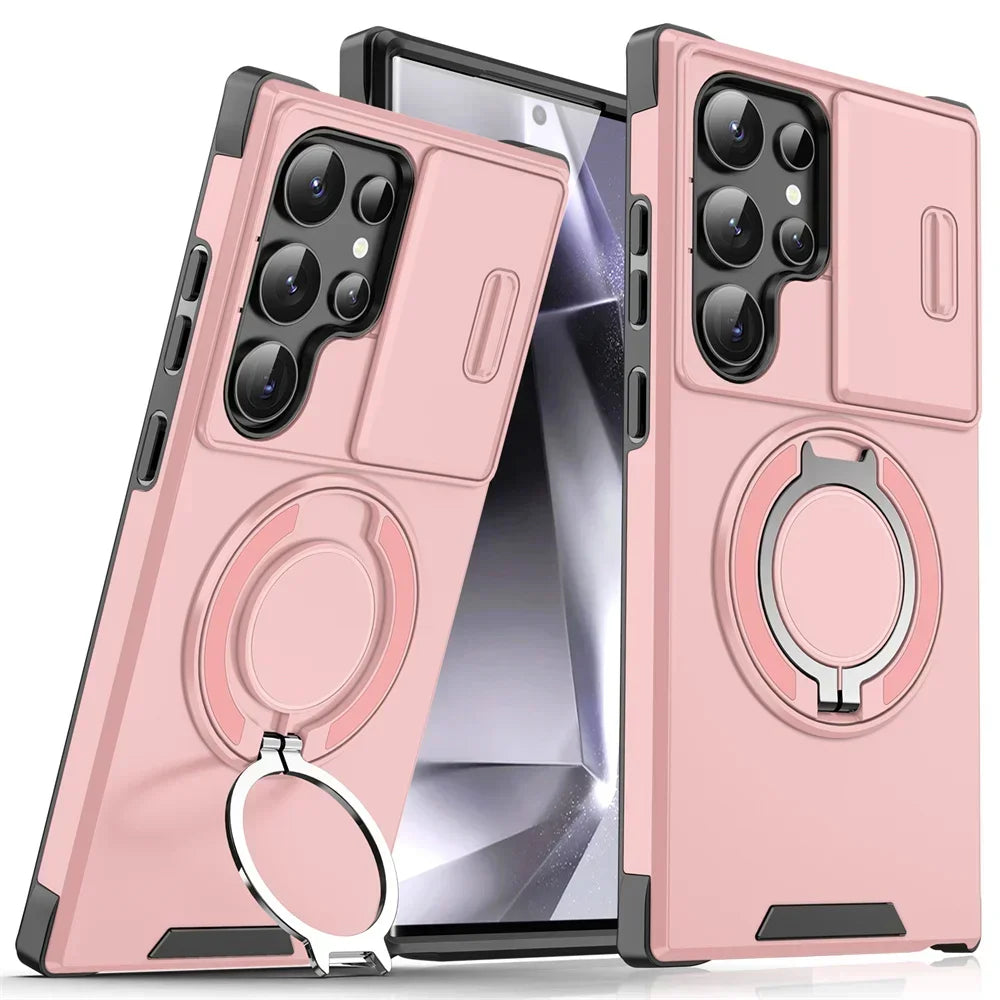 Capa Armor Magnética com Suporte para Samsung Galaxy S20 ao S26