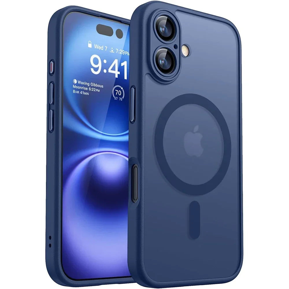 Capa Magnética Fosca Anti-Choque para iPhone com MagSafe — iPhone 11 ao 17 Pro Max