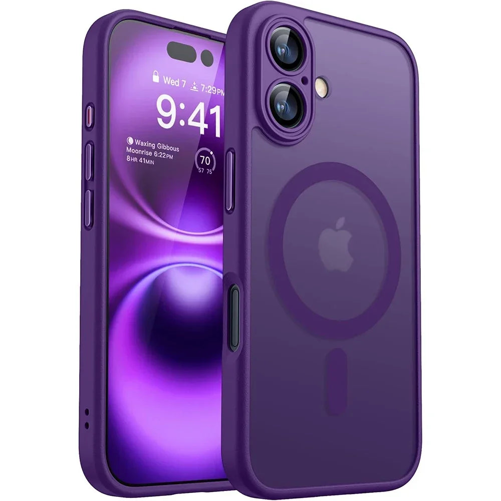 Capa Magnética Fosca Anti-Choque para iPhone com MagSafe — iPhone 11 ao 17 Pro Max