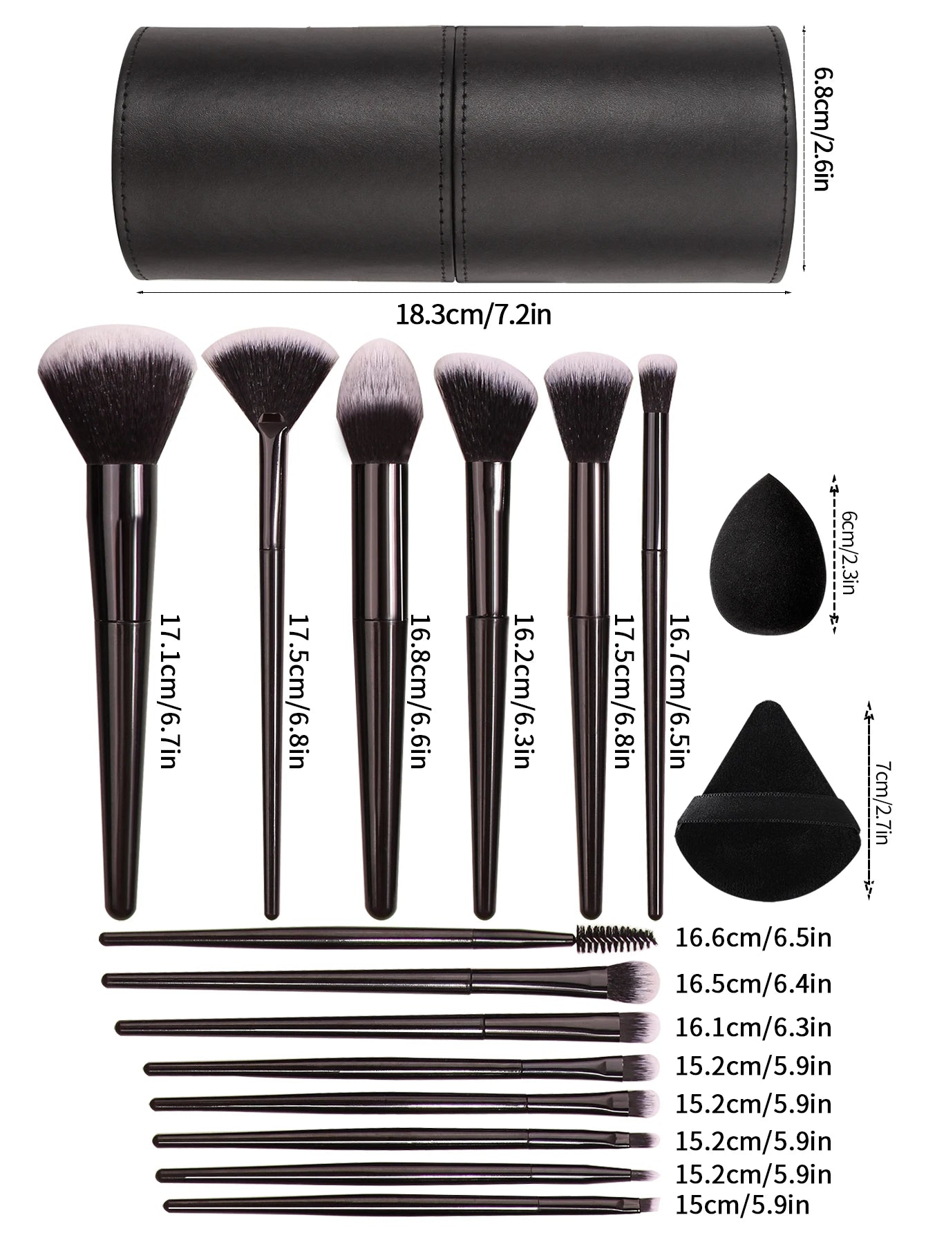 Set de Pincéis de Maquilhagem Profissional — Super Suaves para Olhos e Rosto