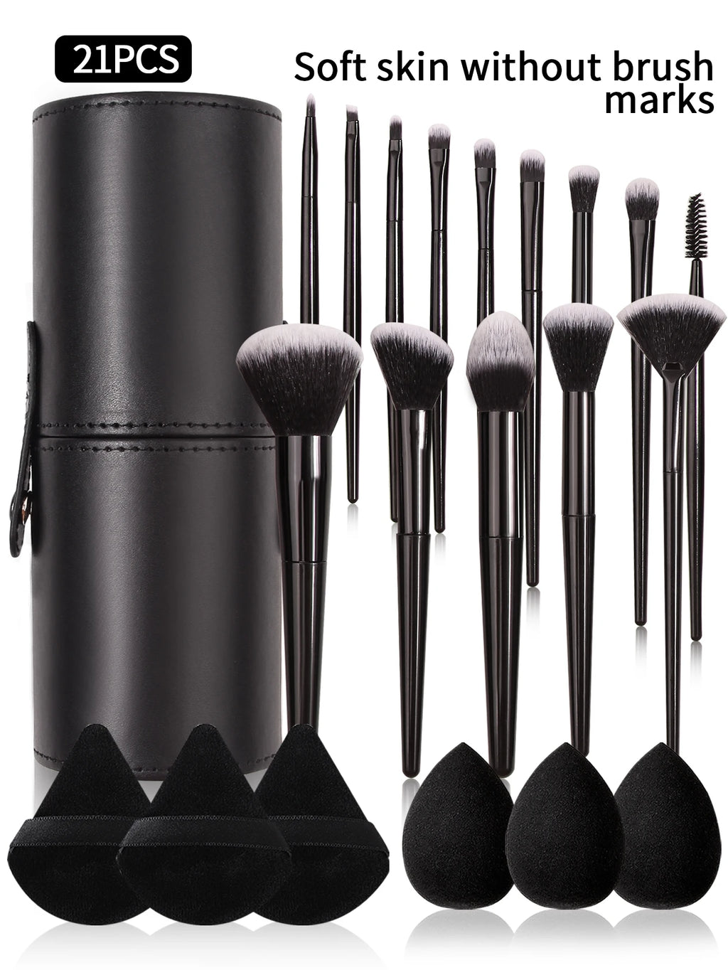 Set de Pincéis de Maquilhagem Profissional — Super Suaves para Olhos e Rosto