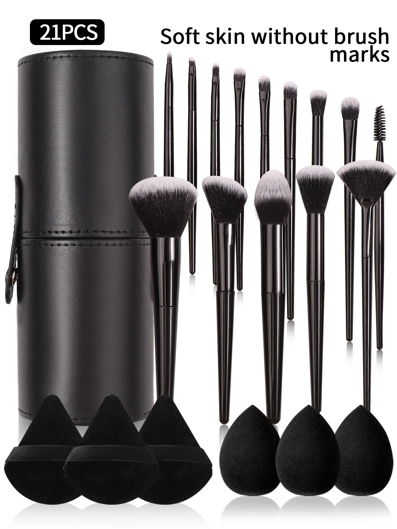 Set de Pincéis de Maquilhagem Profissional — Super Suaves para Olhos e Rosto