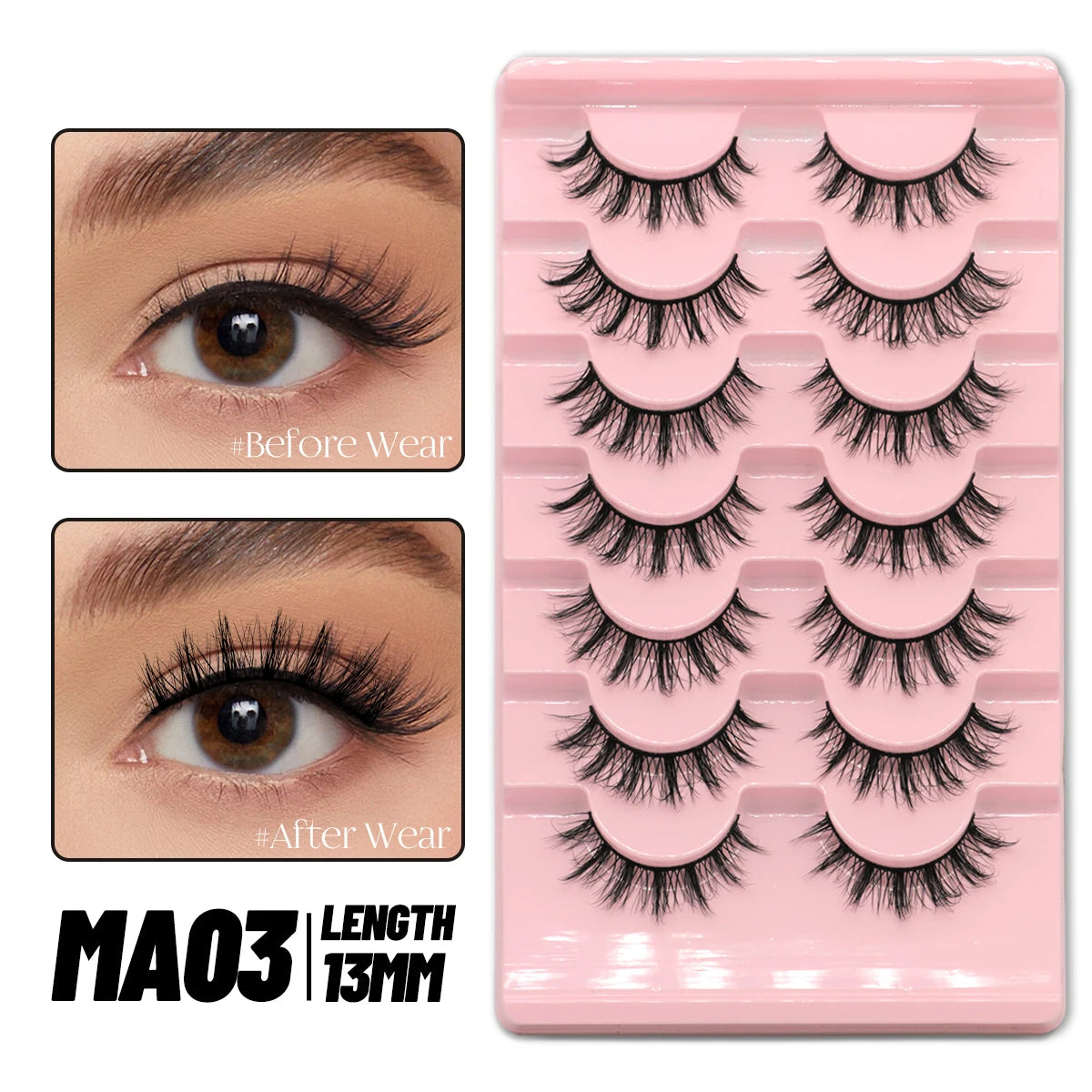 Pestanas Postiças 3D Reutilizáveis — Look Natural Olho de Gato | 5/7/10 Pares