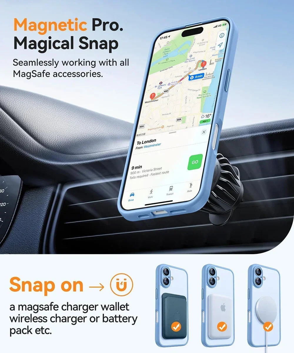 Capa Magnética Fosca Anti-Choque para iPhone com MagSafe — iPhone 11 ao 17 Pro Max