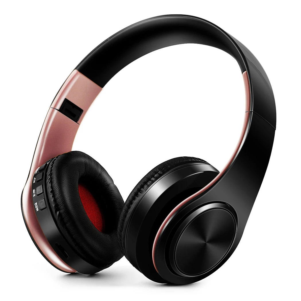 Auscultadores Bluetooth Estéreo Dourados — com Microfone