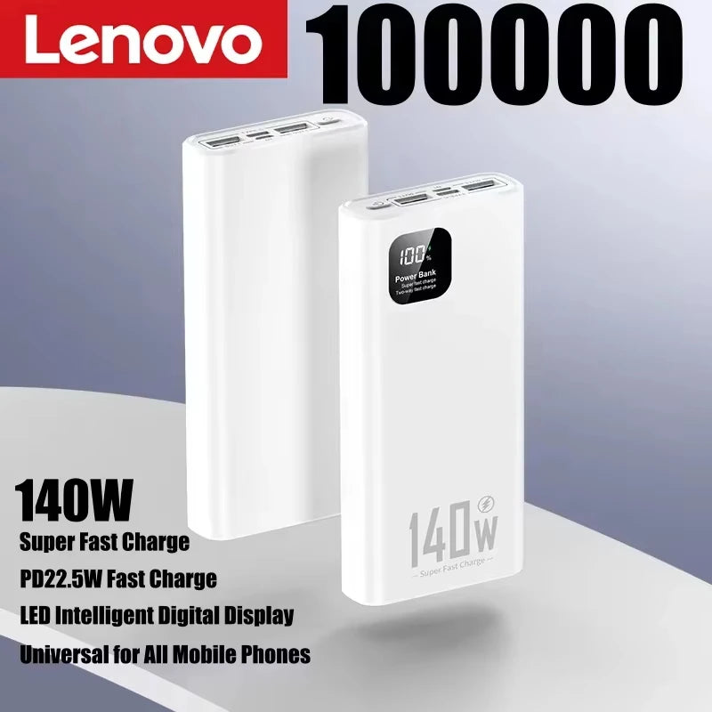 Lenovo Power Bank 200000mAh 140W — Carregamento Ultra Rápido