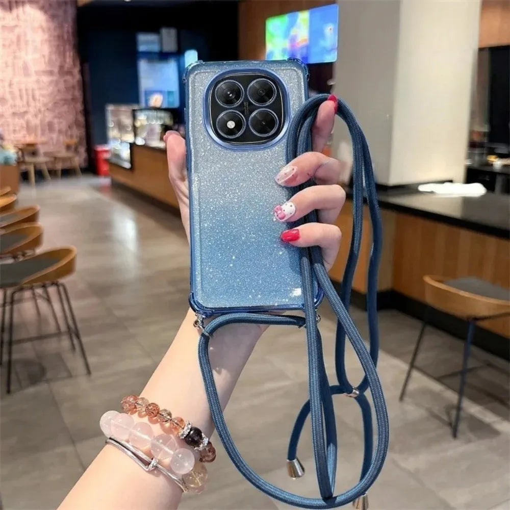 Capa Glitter com Lanyard para Redmi Note 15 / 15 Pro 4G