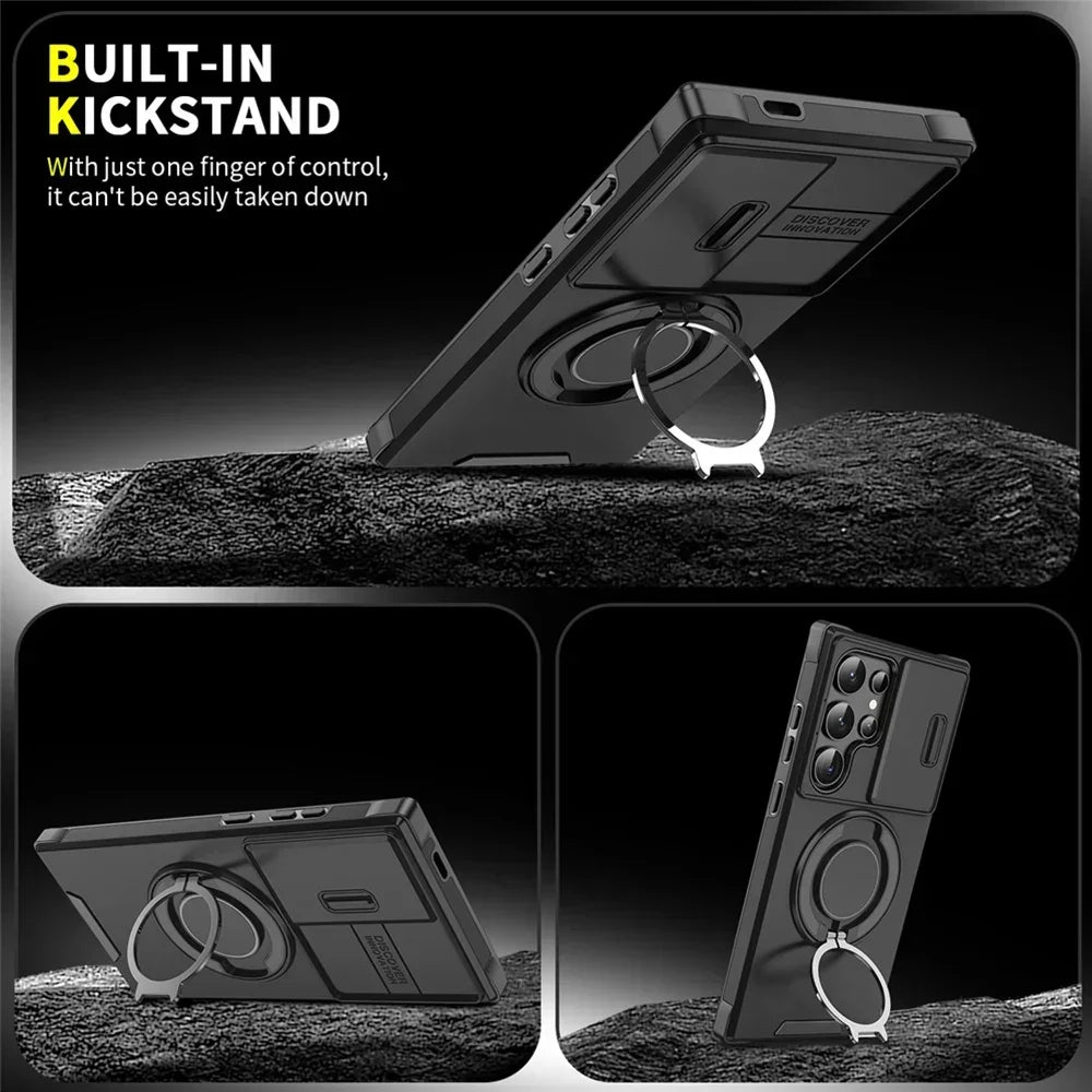 Capa Armor Magnética com Suporte para Samsung Galaxy S20 ao S26