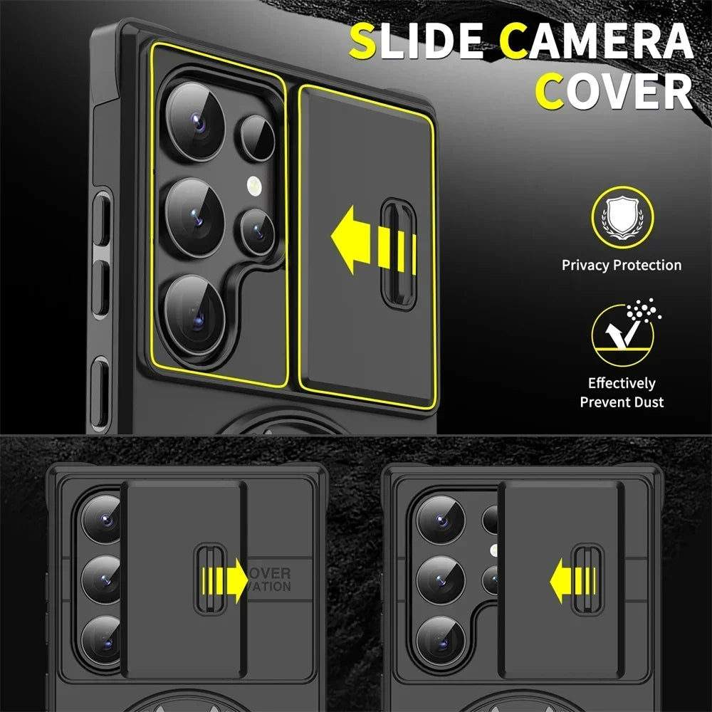 Capa Armor Magnética com Suporte para Samsung Galaxy S20 ao S26