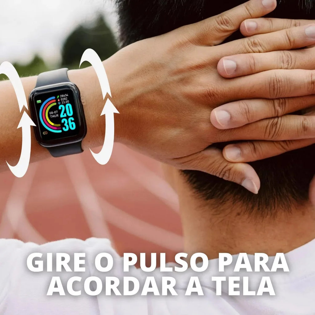 Smartwatch D20 Y68 Pro6 — Fitness, Podómetro e Monitor de Atividade
