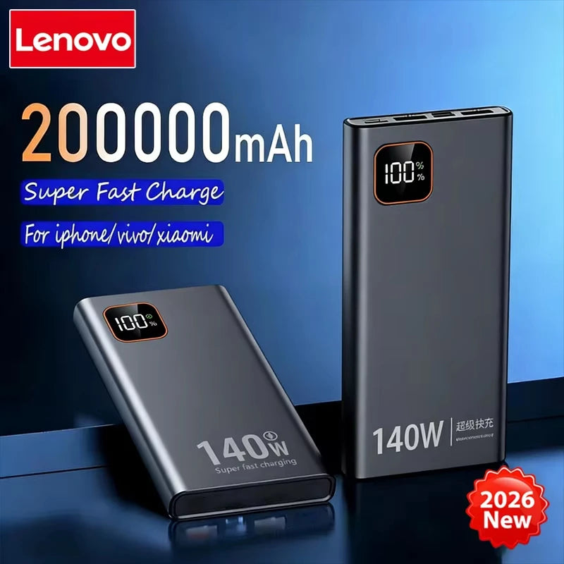 Lenovo Power Bank 200000mAh 140W — Carregamento Ultra Rápido
