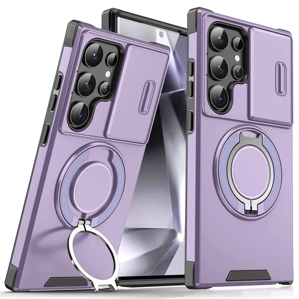 Capa Armor Magnética com Suporte para Samsung Galaxy S20 ao S26