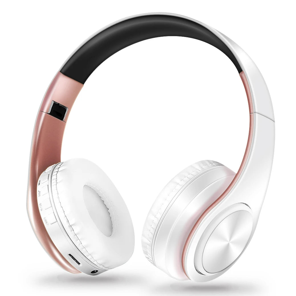 Auscultadores Bluetooth Estéreo Dourados — com Microfone