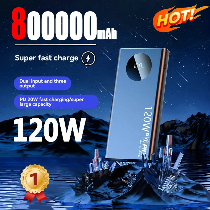 Power Bank Alta Capacidade 120W — 10000mAh a 80000mAh