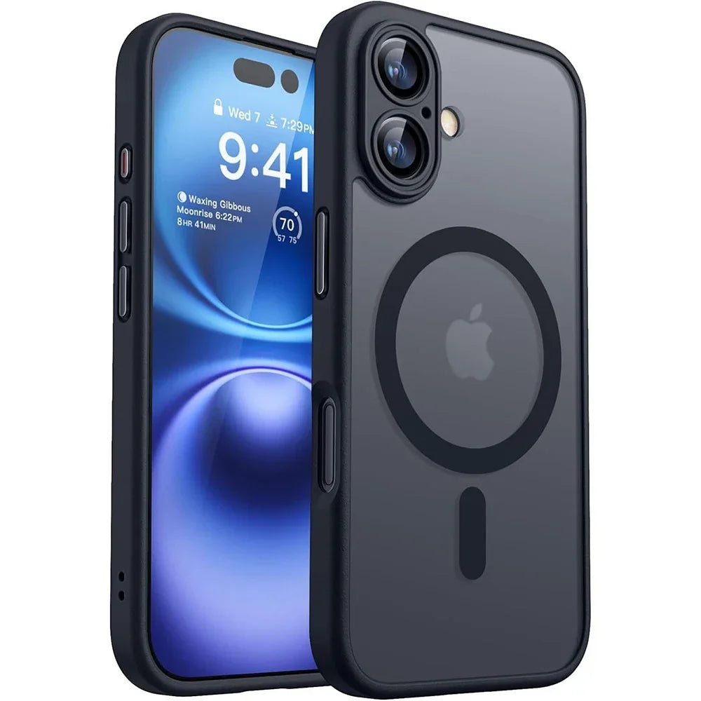 Capa Magnética Fosca Anti-Choque para iPhone com MagSafe — iPhone 11 ao 17 Pro Max
