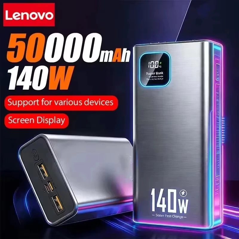 Lenovo Power Bank 200000mAh 140W — Carregamento Ultra Rápido