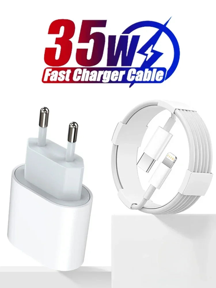 Carregador Rápido 35W PD — iPhone e iPad com Cabo USB-C