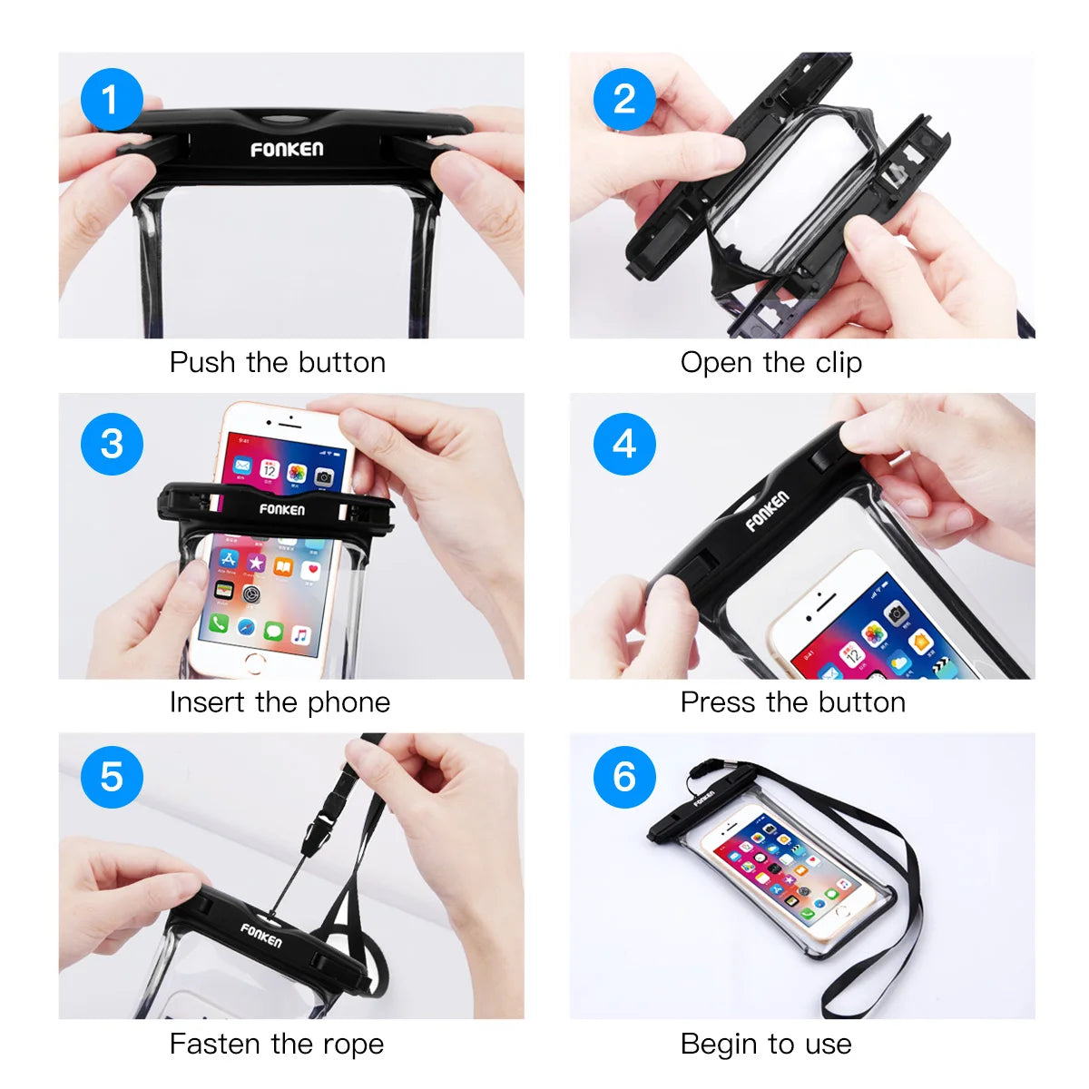 Saco Impermeável Universal para Telemóvel — iPhone, Samsung, Xiaomi, Huawei