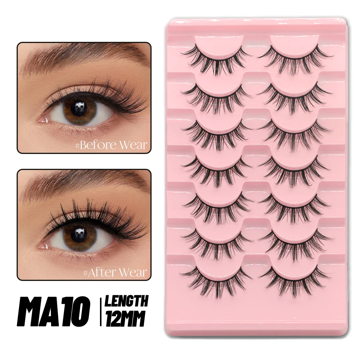 Pestanas Postiças 3D Reutilizáveis — Look Natural Olho de Gato | 5/7/10 Pares