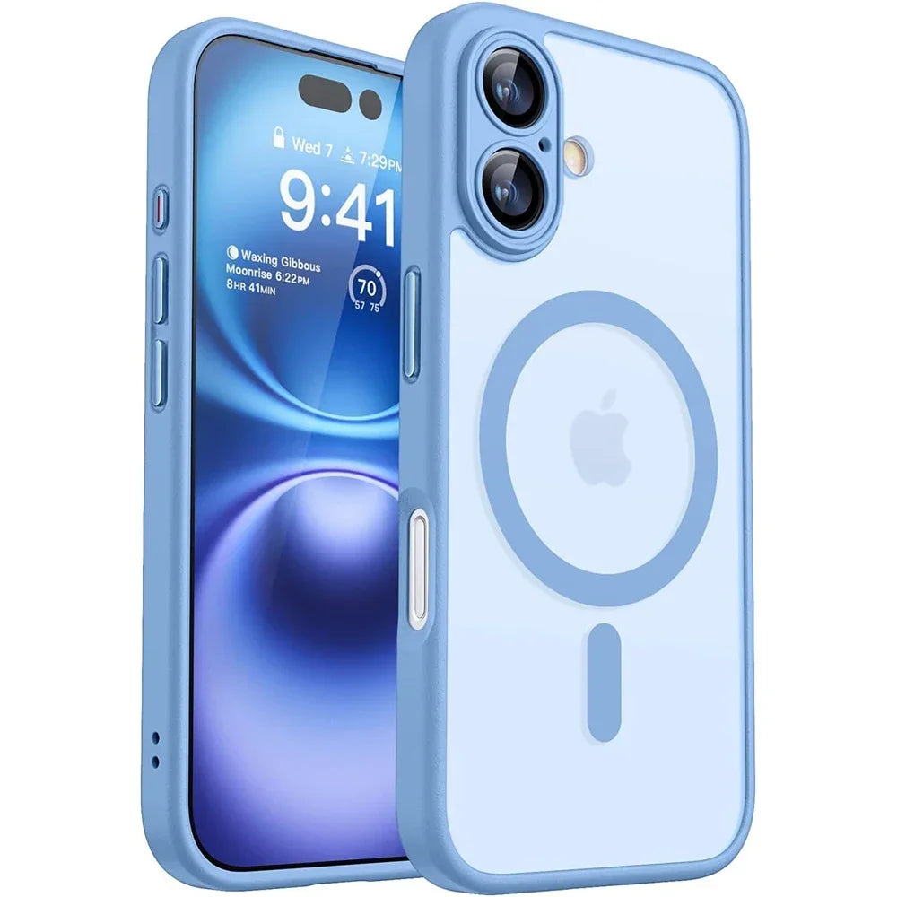 Capa Magnética Fosca Anti-Choque para iPhone com MagSafe — iPhone 11 ao 17 Pro Max