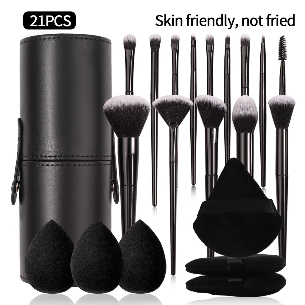 Set de Pincéis de Maquilhagem Profissional — Super Suaves para Olhos e Rosto