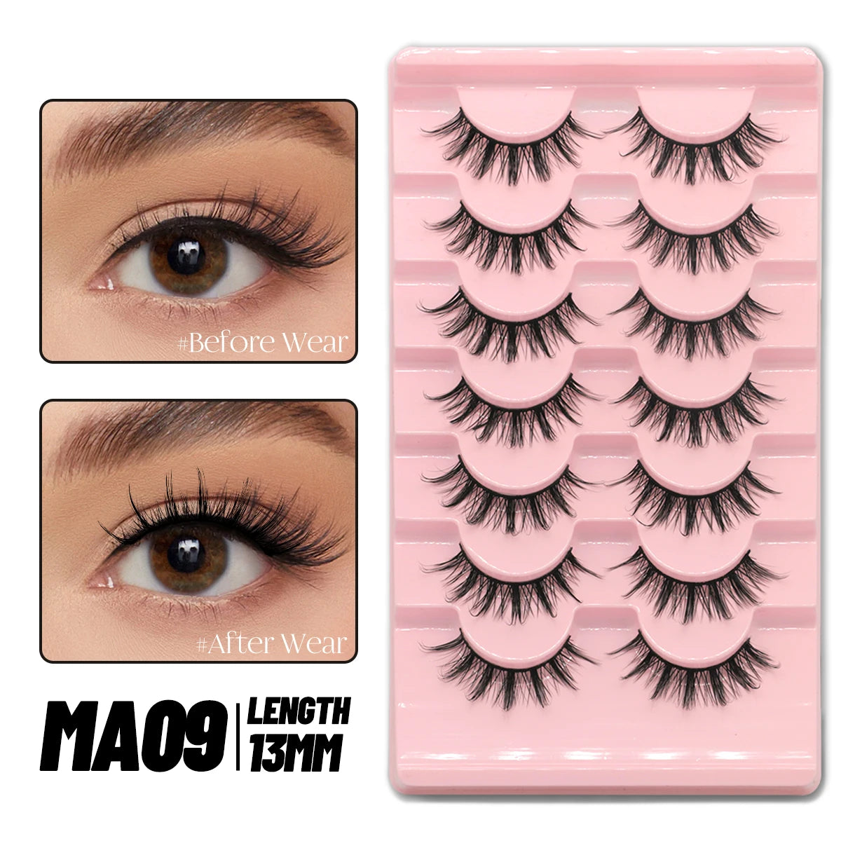 Pestanas Postiças 3D Reutilizáveis — Look Natural Olho de Gato | 5/7/10 Pares