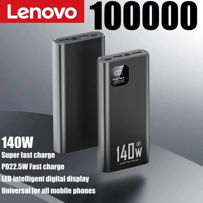 Lenovo Power Bank 200000mAh 140W — Carregamento Ultra Rápido