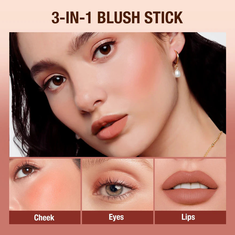 O.TWO.O Batom Blush Stick 3-em-1 — Olhos, Maçãs do Rosto e Lábios