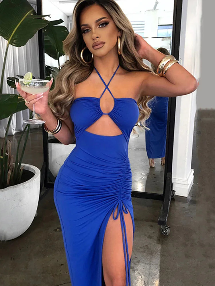Vestido Midi Bodycon Sem Mangas — Decote em V e Costas Abertas