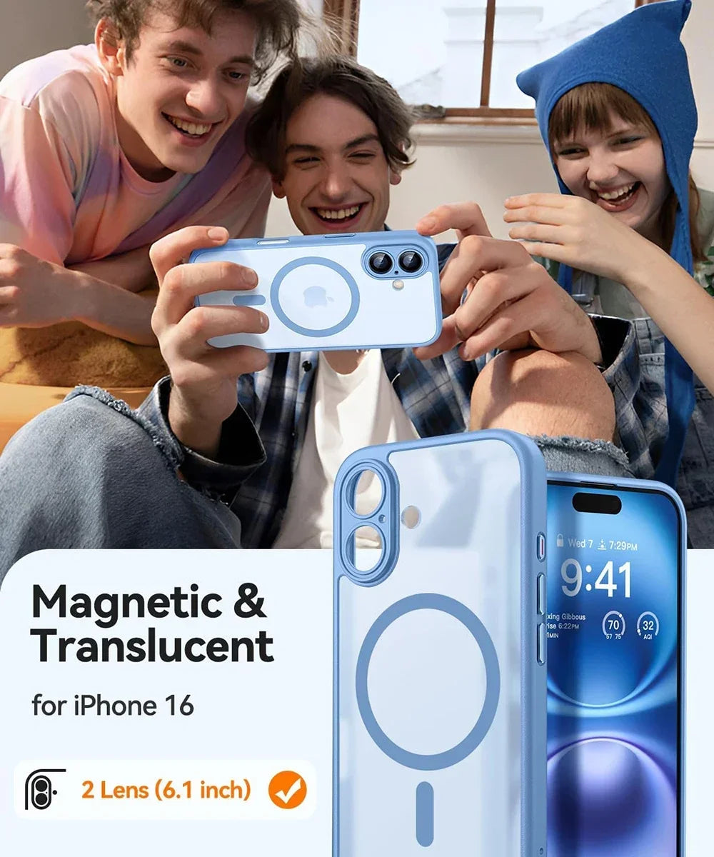 Capa Magnética Fosca Anti-Choque para iPhone com MagSafe — iPhone 11 ao 17 Pro Max