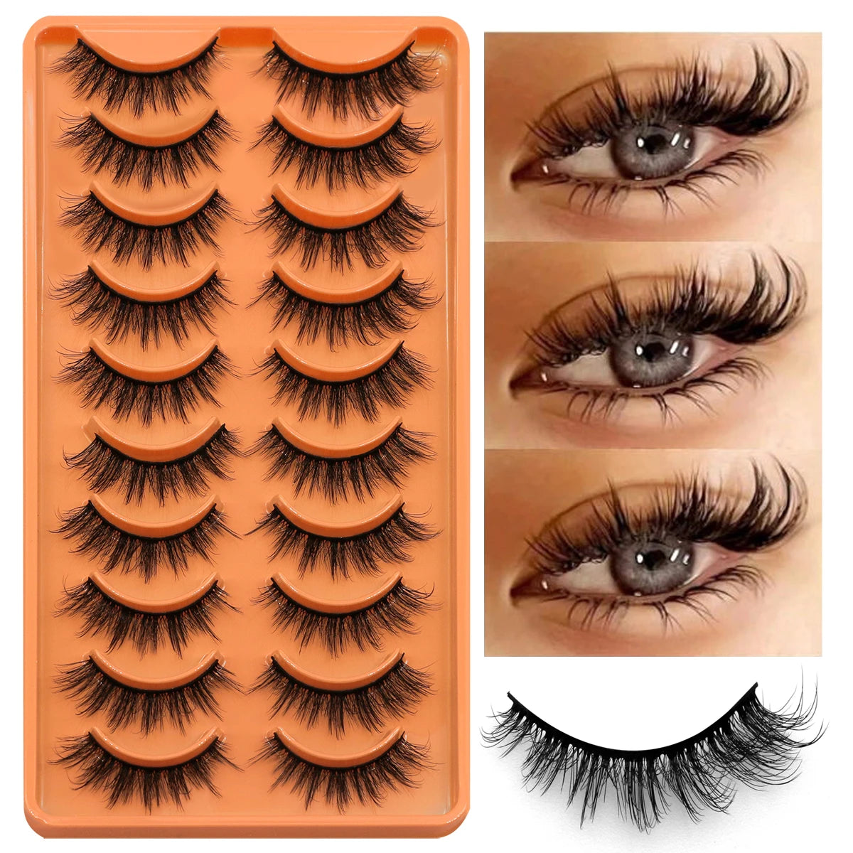 Pestanas Postiças 3D Reutilizáveis — Look Natural Olho de Gato | 5/7/10 Pares
