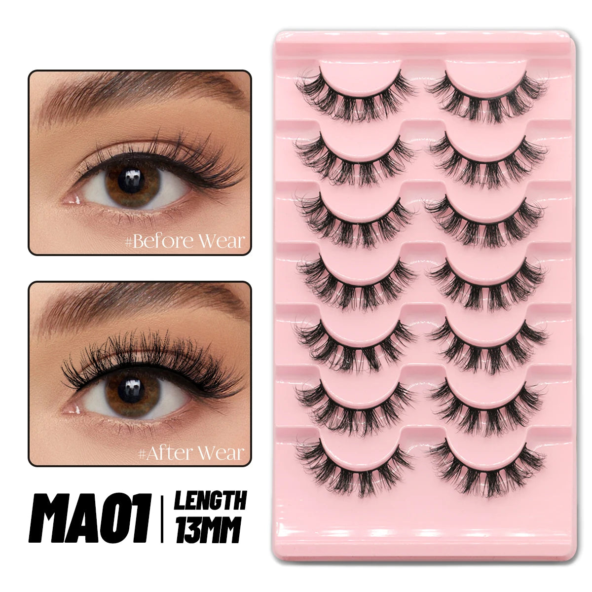 Pestanas Postiças 3D Reutilizáveis — Look Natural Olho de Gato | 5/7/10 Pares
