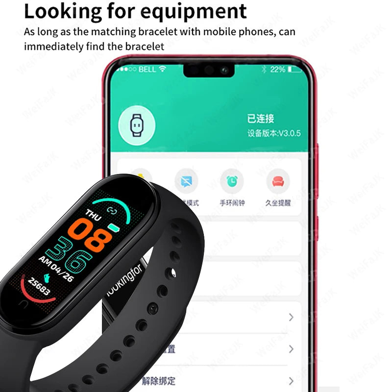 Smartwatch M6 — Pulseira Fitness com Monitor Cardíaco e Tensão Arterial