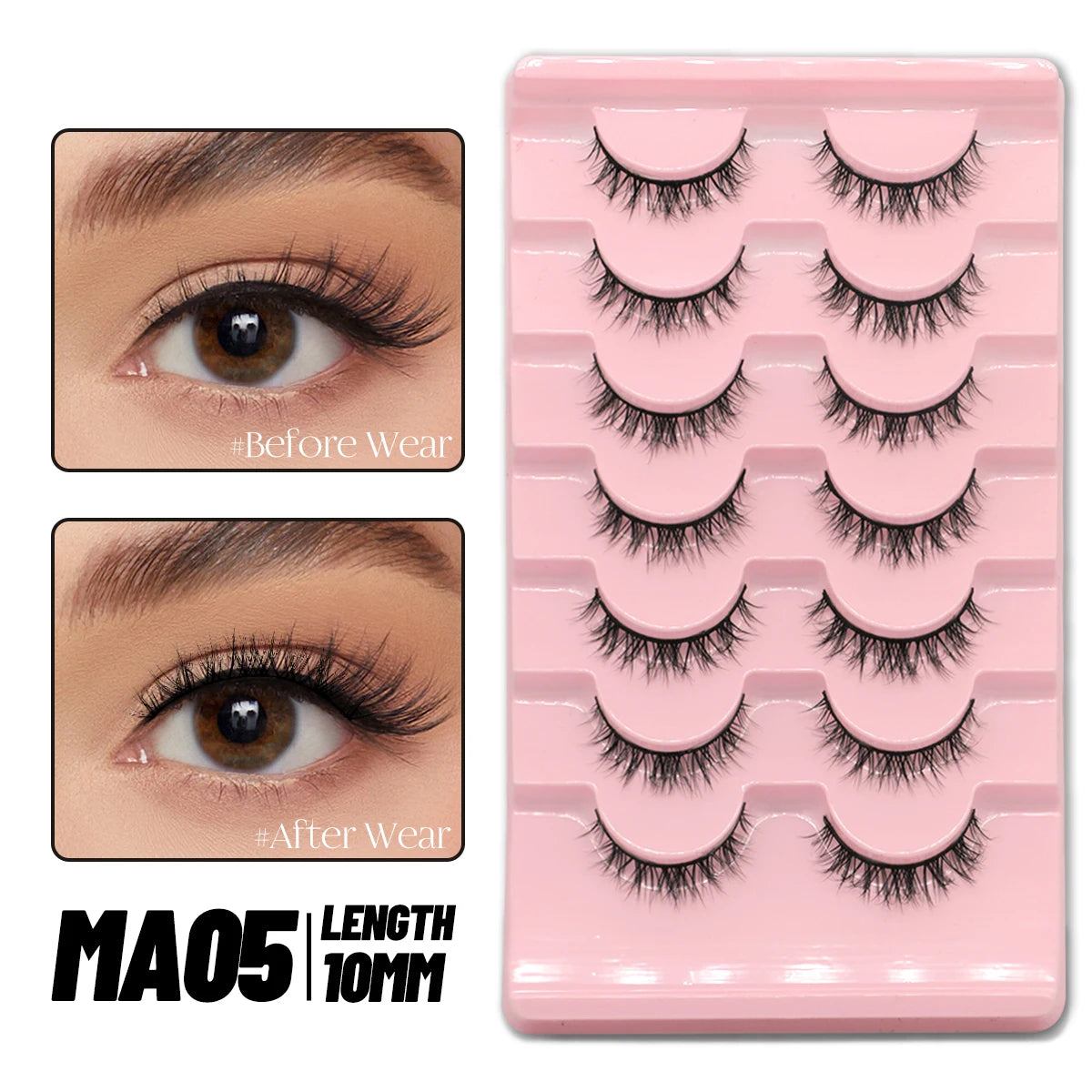 Pestanas Postiças 3D Reutilizáveis — Look Natural Olho de Gato | 5/7/10 Pares