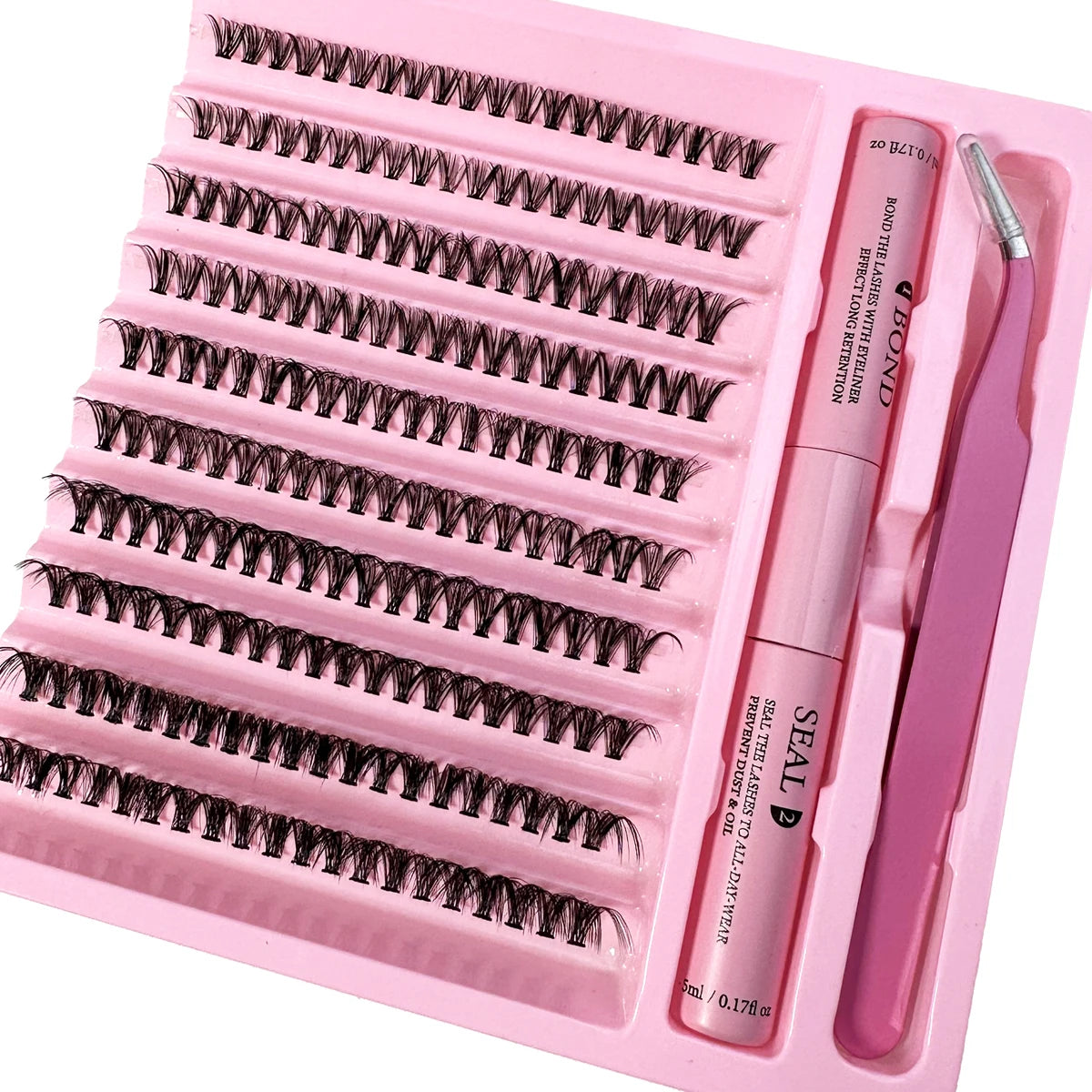 Kit de Extensão de Pestanas DIY — 200 Clusters + Cola e Removedor Incluídos