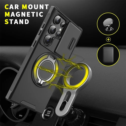 Capa Armor Magnética com Suporte para Samsung Galaxy S20 ao S26