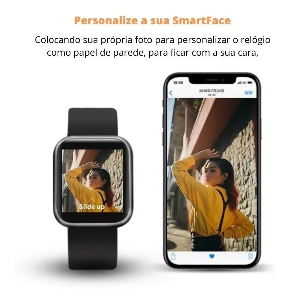 Smartwatch D20 Y68 Pro6 — Fitness, Podómetro e Monitor de Atividade