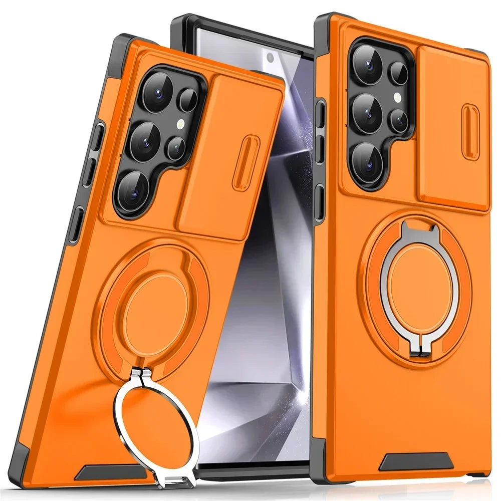 Capa Armor Magnética com Suporte para Samsung Galaxy S20 ao S26